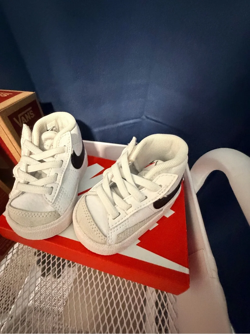 Nike White and Black Infant Swoosh Lace-Up Sneakers
